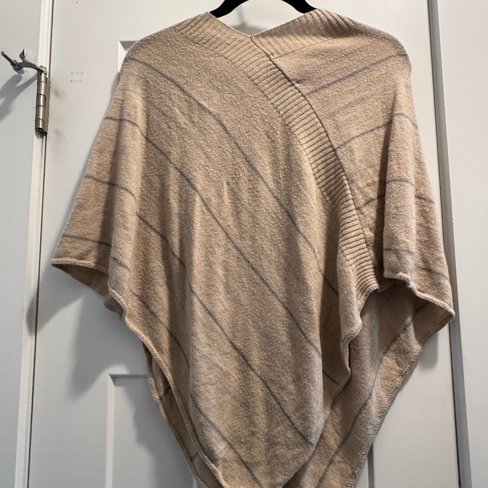 Forever 21 Beige and Gray Striped Poncho